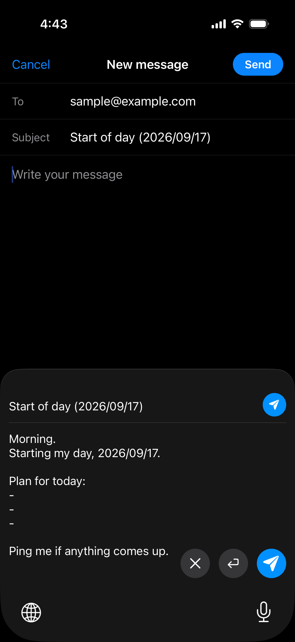 A ClipTap template about to be inserted into an email body
